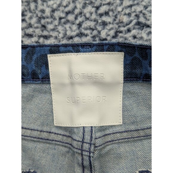 Mother Superior The Tomcat Ankle Sinister Blue Jeans Womens 32 Leopard Crop - Picture 14 of 16